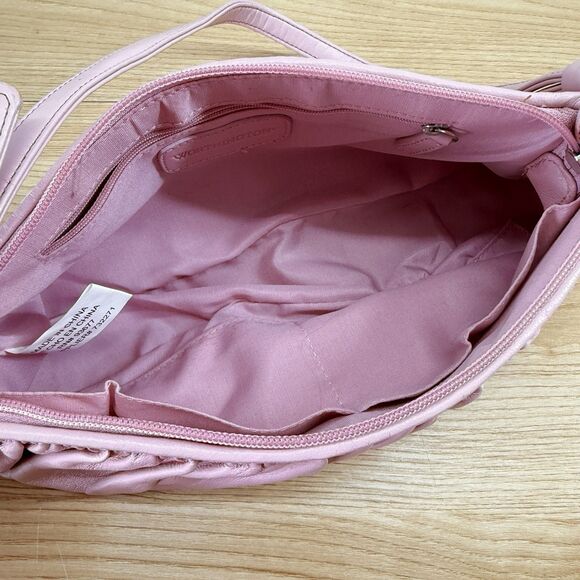 Vintage Y2K Leather Light Pink Pastel Small Shoulder Bag Rockabilly Bratz Trashy - Picture 7 of 13